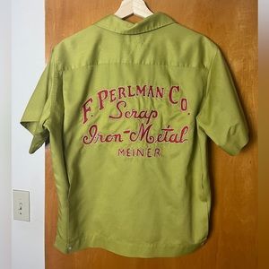 Vintage Lime Green / Chartreuse Bowling Shirt MEDIUM